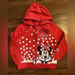Disney Minnie Mouse bow Zip up hoodie Disney park size small kids